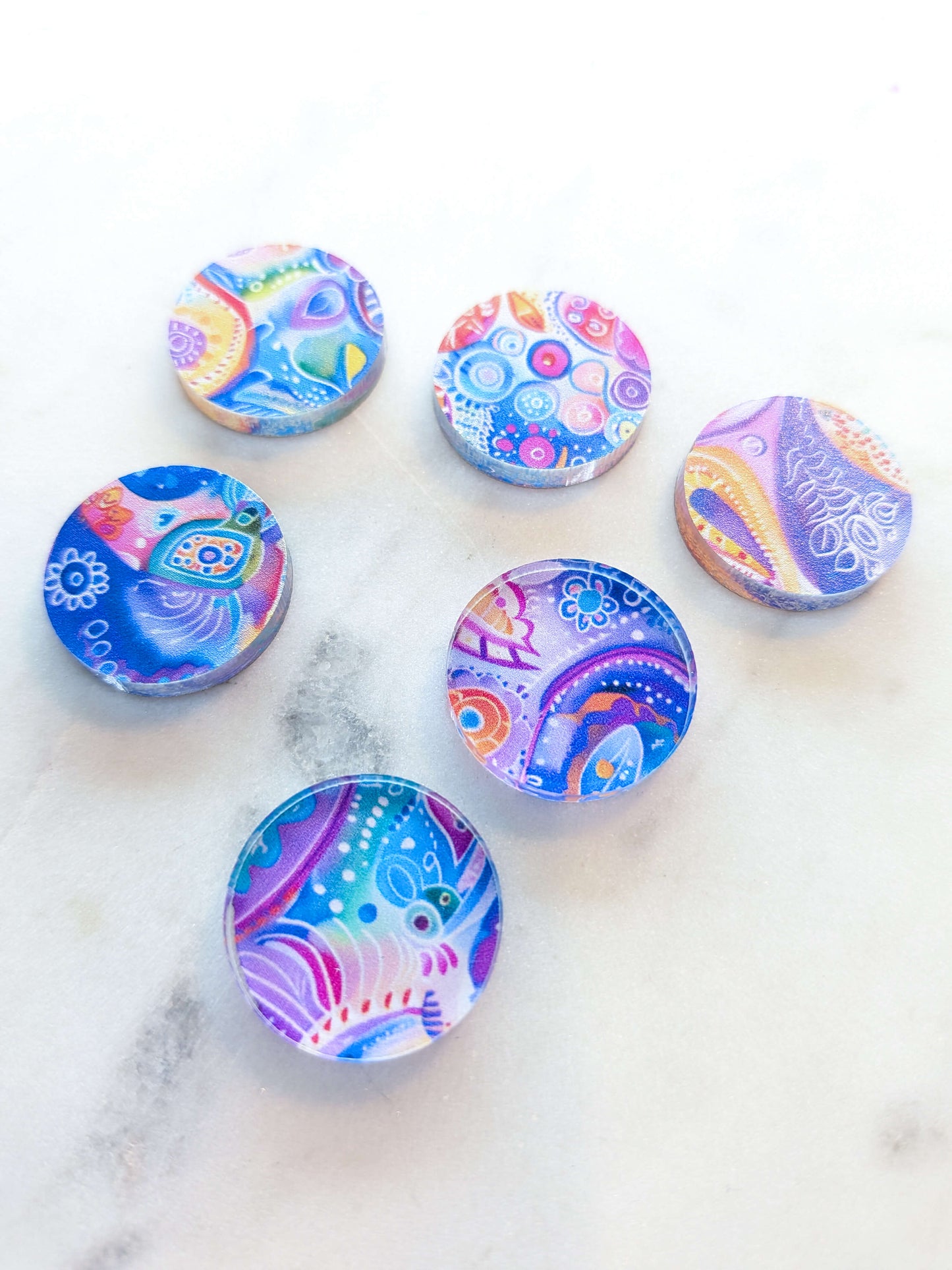 Clear Acrylic - 2cm Circle - Studs - Whimsical - 33