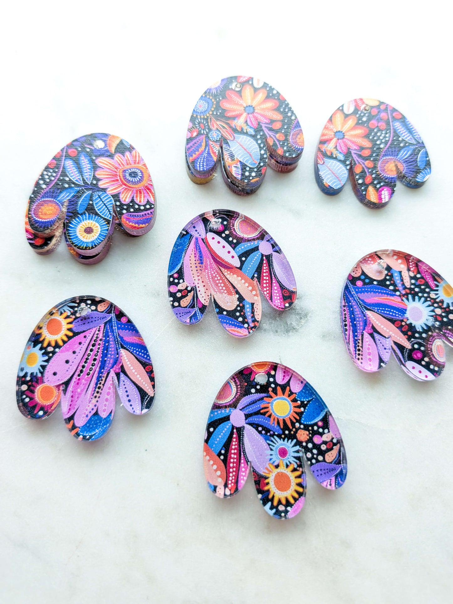 Clear Acrylic - 3cm Boho Flower - Whimsical - 70
