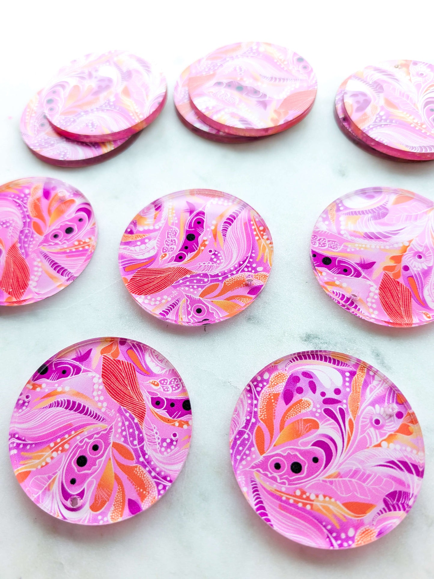 Clear Acrylic - 4cm Circle- Whimsical - 72