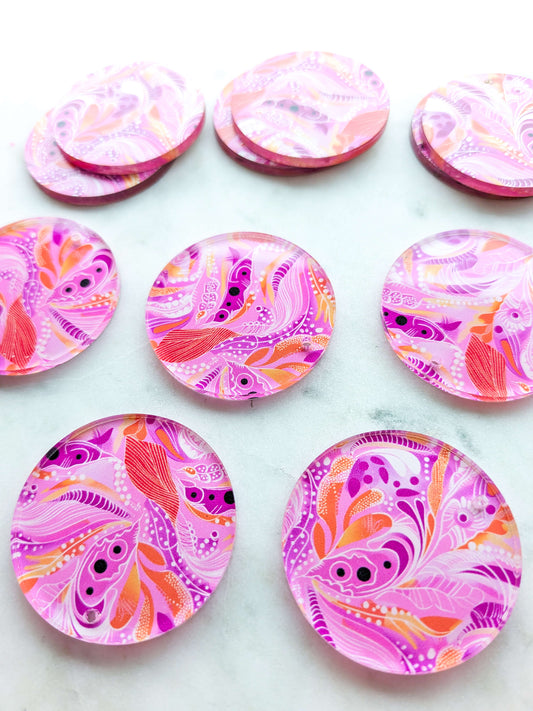 Clear Acrylic - 4cm Circle- Whimsical - 72
