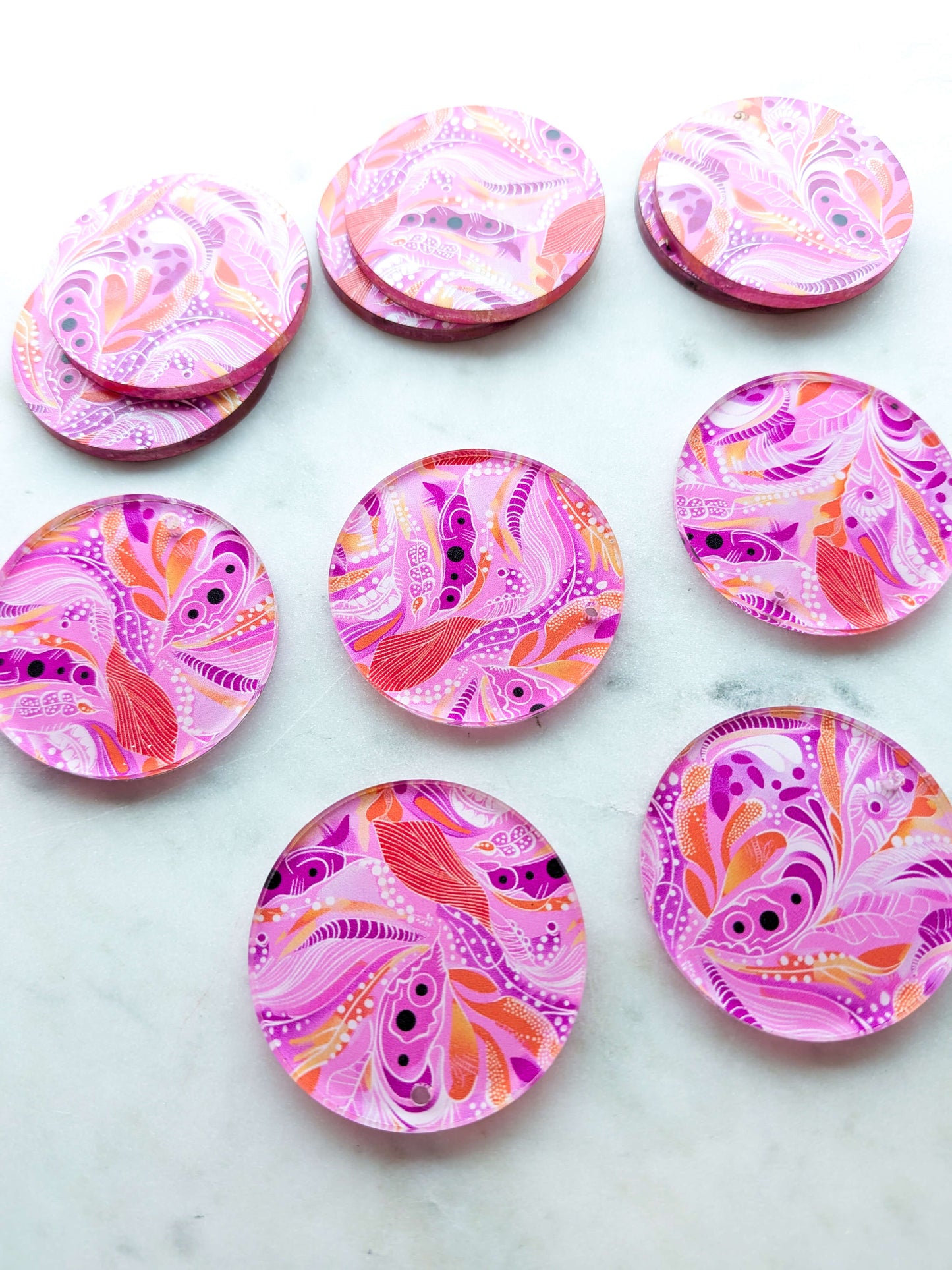 Clear Acrylic - 4cm Circle- Whimsical - 72