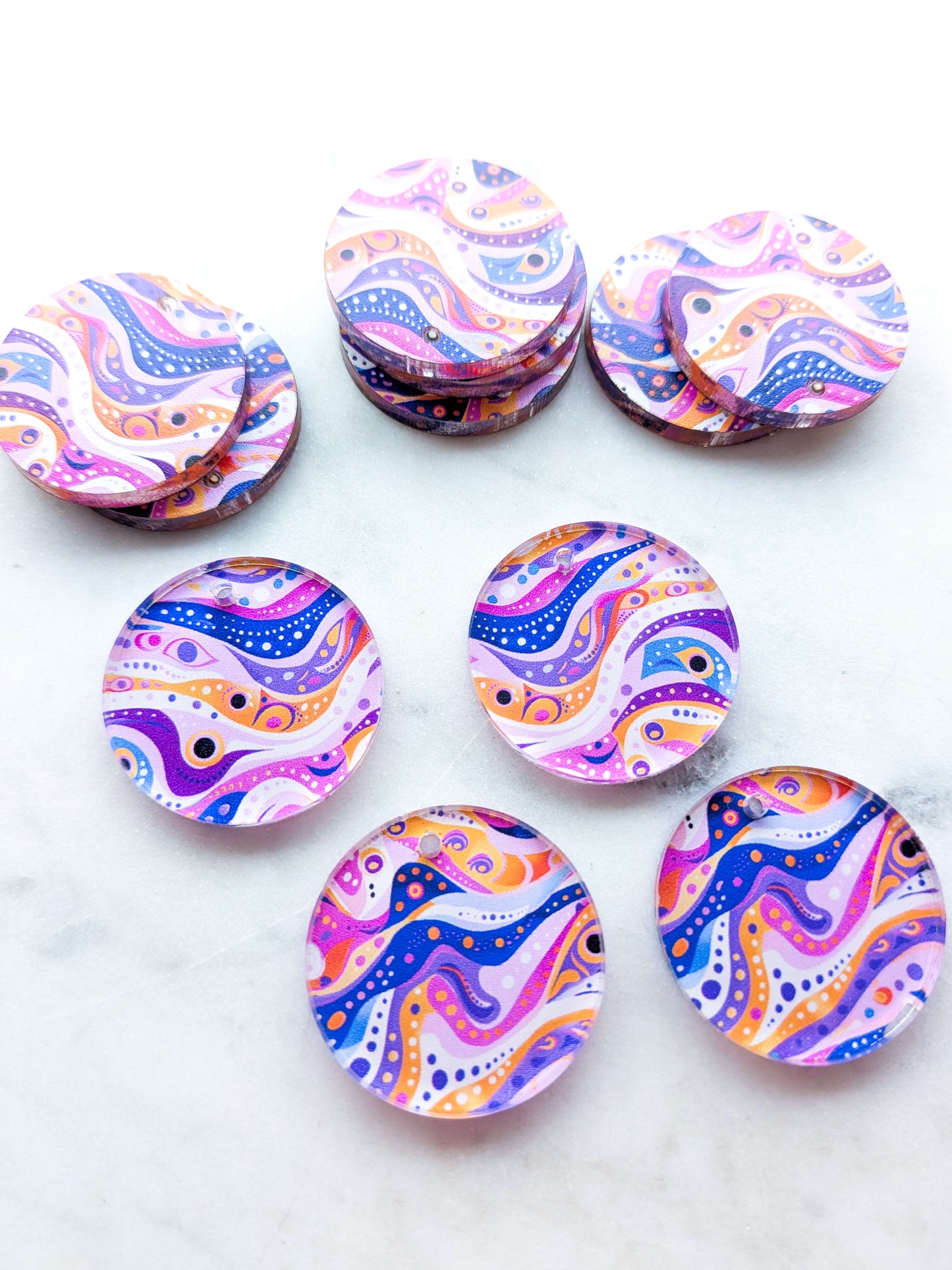Clear Acrylic - 3cm Circle - Whimsical - 79