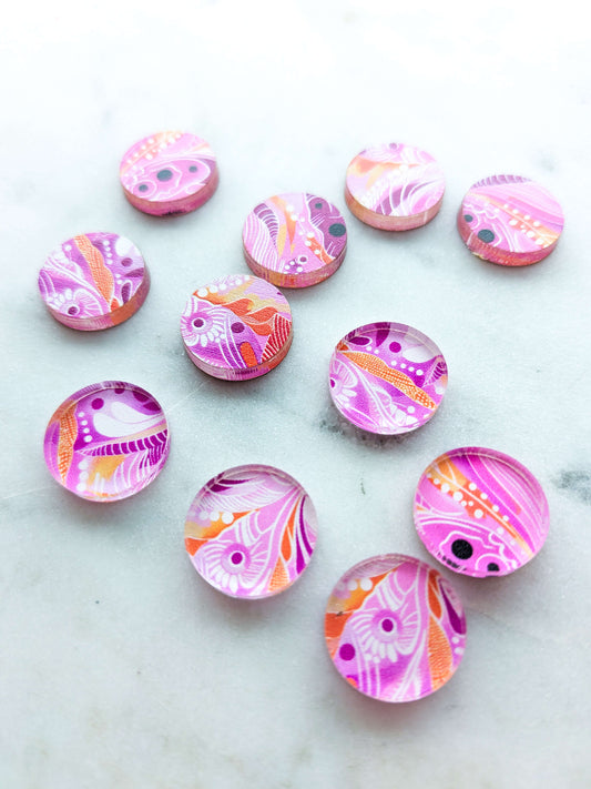 Clear Acrylic - 1.5cm Circle - Stud - Whimsical - 72