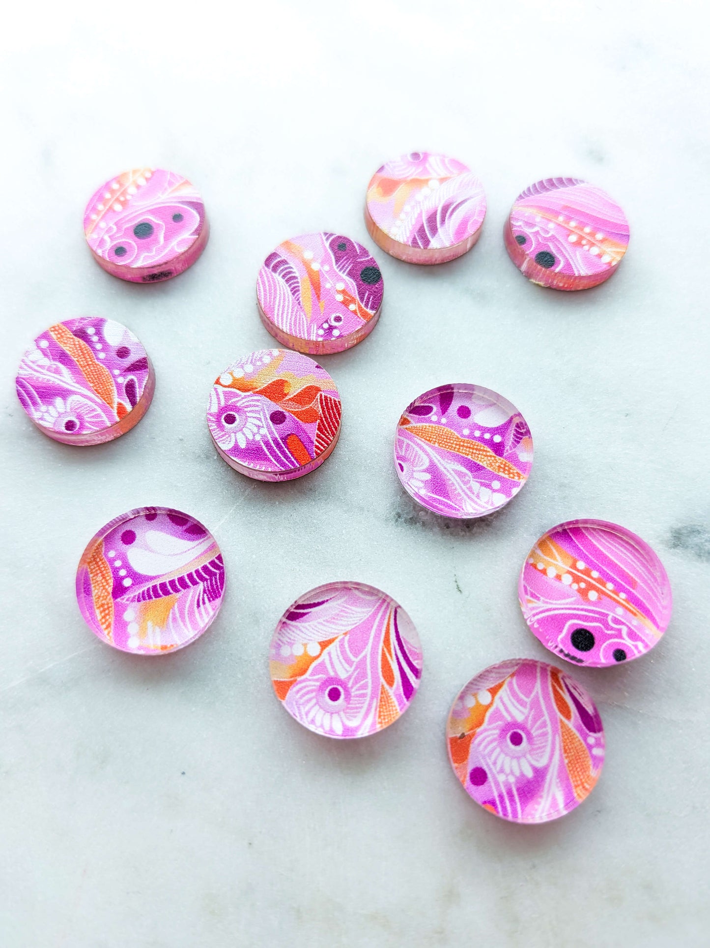 Clear Acrylic - 1.5cm Circle - Stud - Whimsical - 72