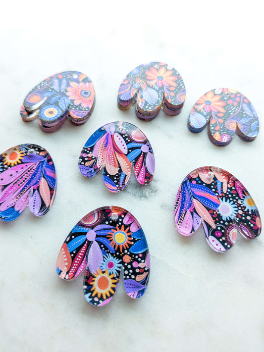 Clear Acrylic - 3cm Boho Flower - Whimsical - 70