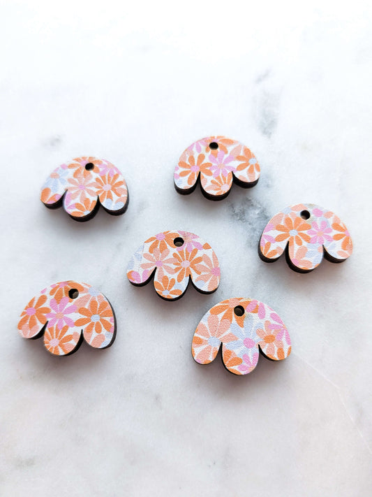 Wood - 2cm - Boho Flower 2 Shape - Abstract Floral - 54