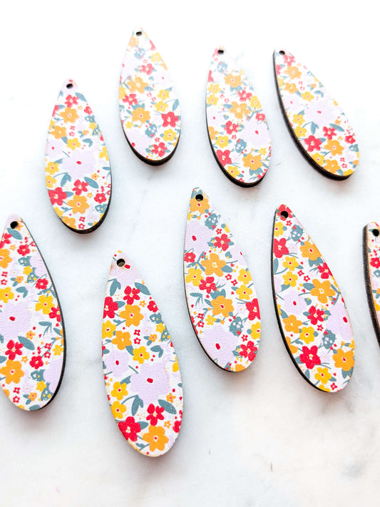 Wood - 5cm  Skinny Teardrop -  Autumn Picnic - 12