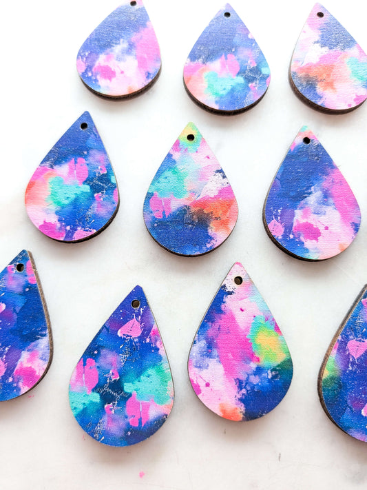 Wood - 4cm - Teardrop - Neon Splash - 02